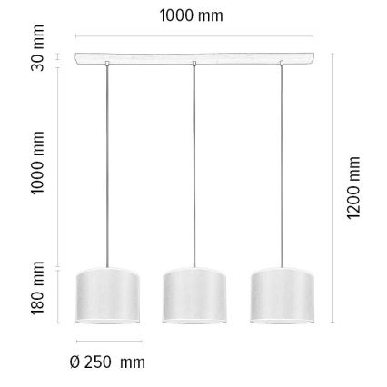 Lustra ar auklu BENITA 3xE27/40W/230V krēmkrāsa/ozols – FSC sertificēts