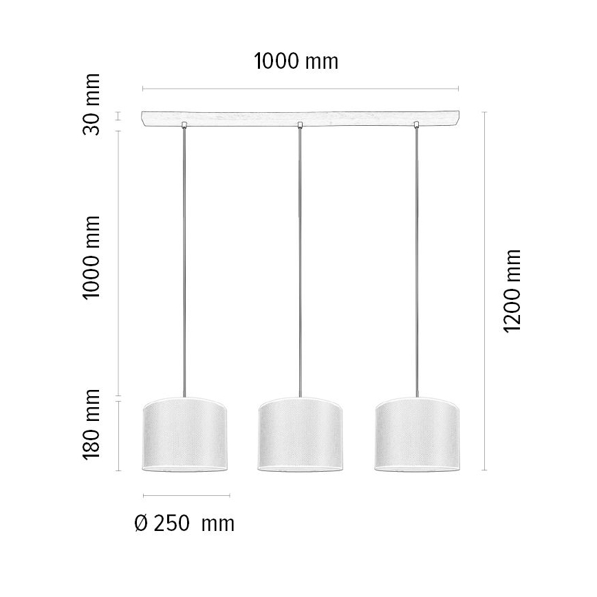 Lustra ar auklu BENITA 3xE27/40W/230V krēmkrāsa/ozols