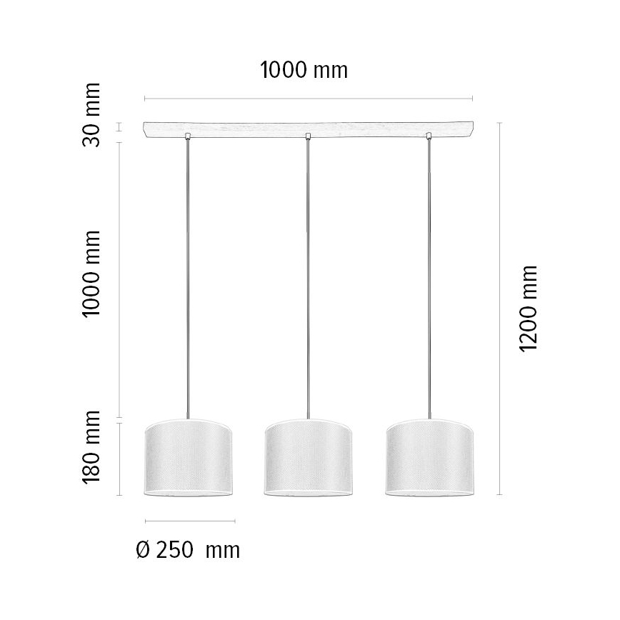 Lustra ar auklu BENITA 3xE27/40W/230V brūna/ozols