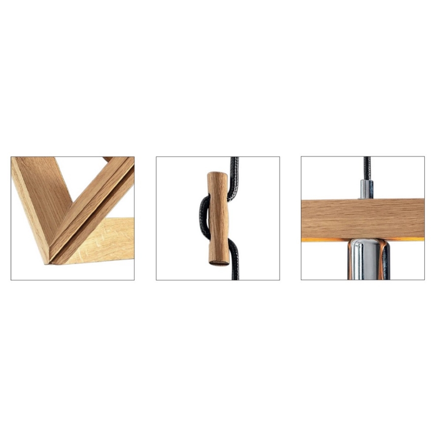Lustra ar auklu TRIGONON 1xE27/60W/230V matēts ozols