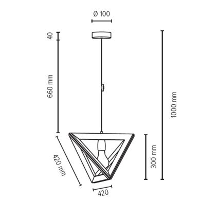 Lustra ar auklu TRIGONON 1xE27/60W/230V matēts ozols