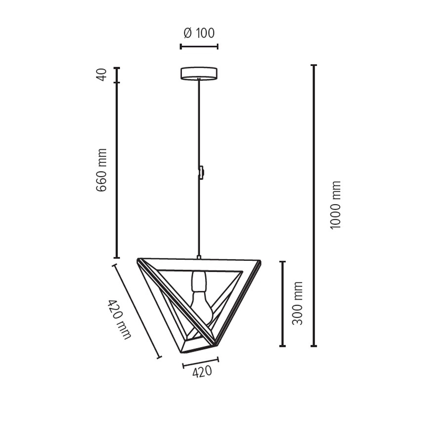 Lustra ar auklu TRIGONON 1xE27/60W/230V matēts ozols
