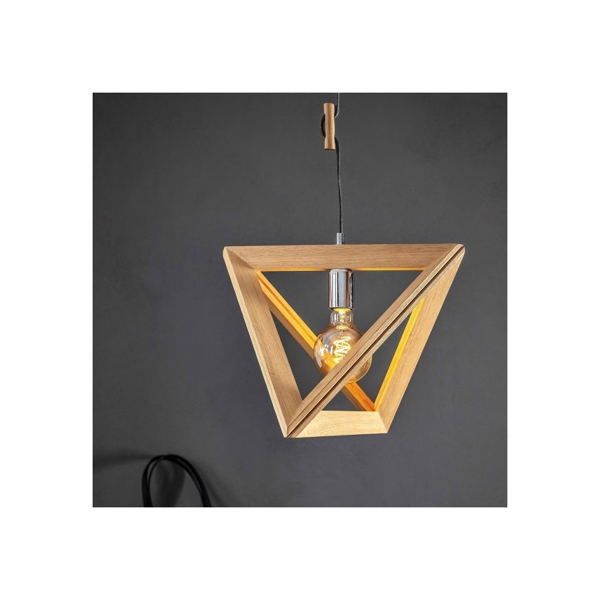 Piekaramā lampa ar kabeli TRIGONON 1xE27/60W/230V matēts ozols