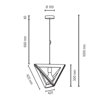 Lustra ar auklu TRIGONON 1xE27/60W/230V dižskābardis  - FSC sertifikāts