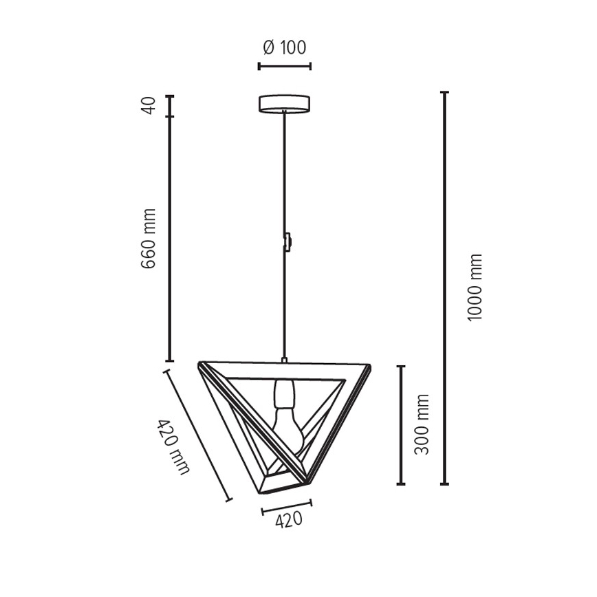Lustra ar auklu TRIGONON 1xE27/60W/230V dižskābardis
