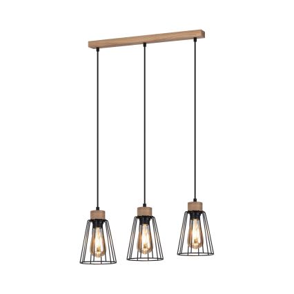 Spot-Light - Lustra ar auklu ORAZIO 3xE27/60W/230V ozols