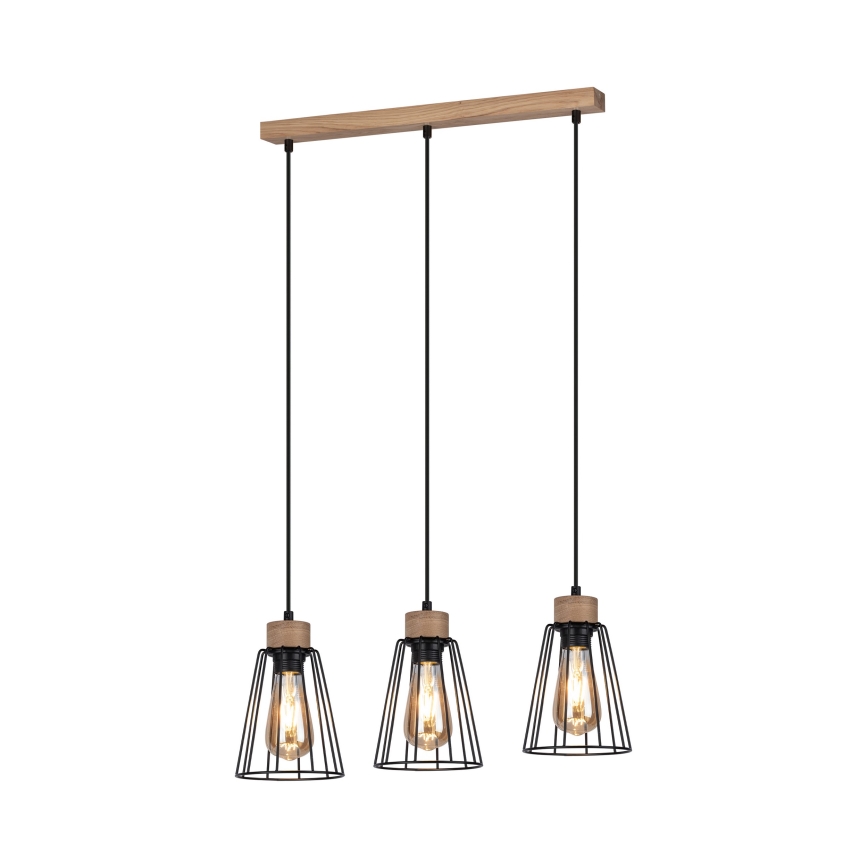 Spot-Light - Lustra ar auklu ORAZIO 3xE27/60W/230V ozols