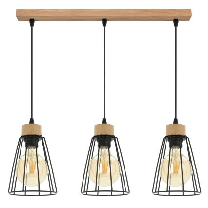 Spot-Light - Lustra ar auklu ORAZIO 3xE27/60W/230V ozols