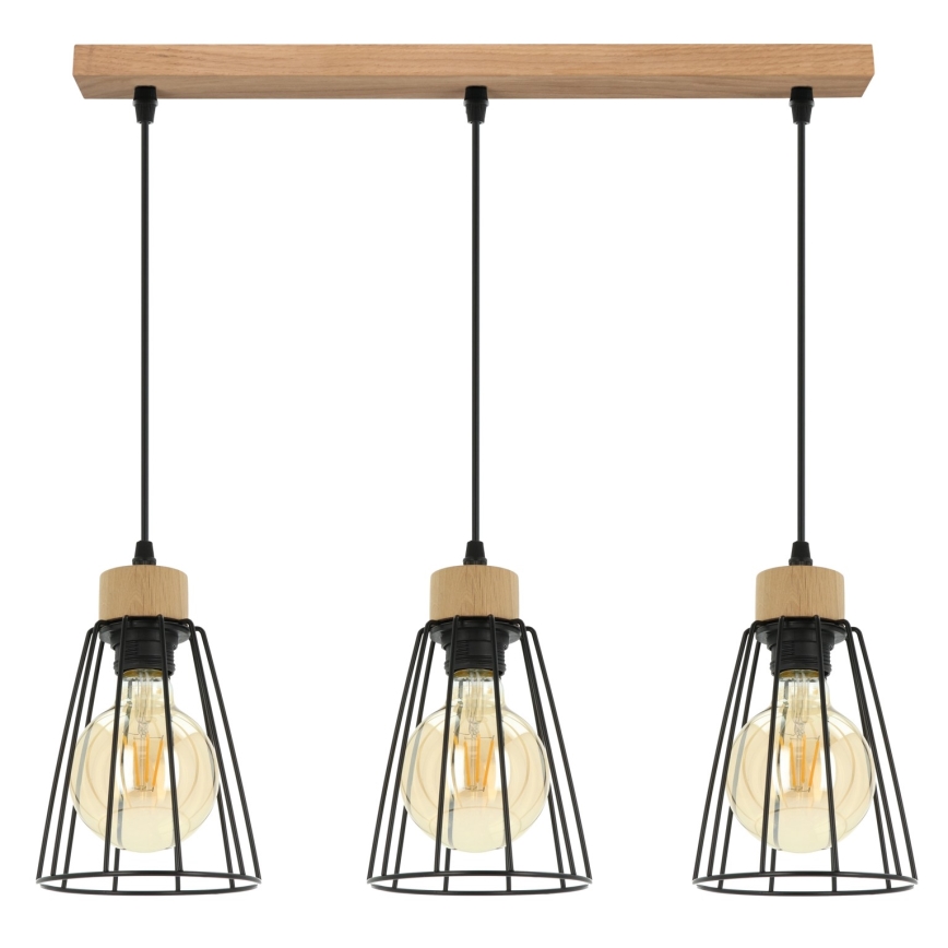 Spot-Light - Lustra ar auklu ORAZIO 3xE27/60W/230V ozols