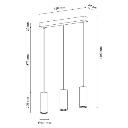 LED Lustra ar auklu PIPE 3xGU10/5W/230V matēts ozols