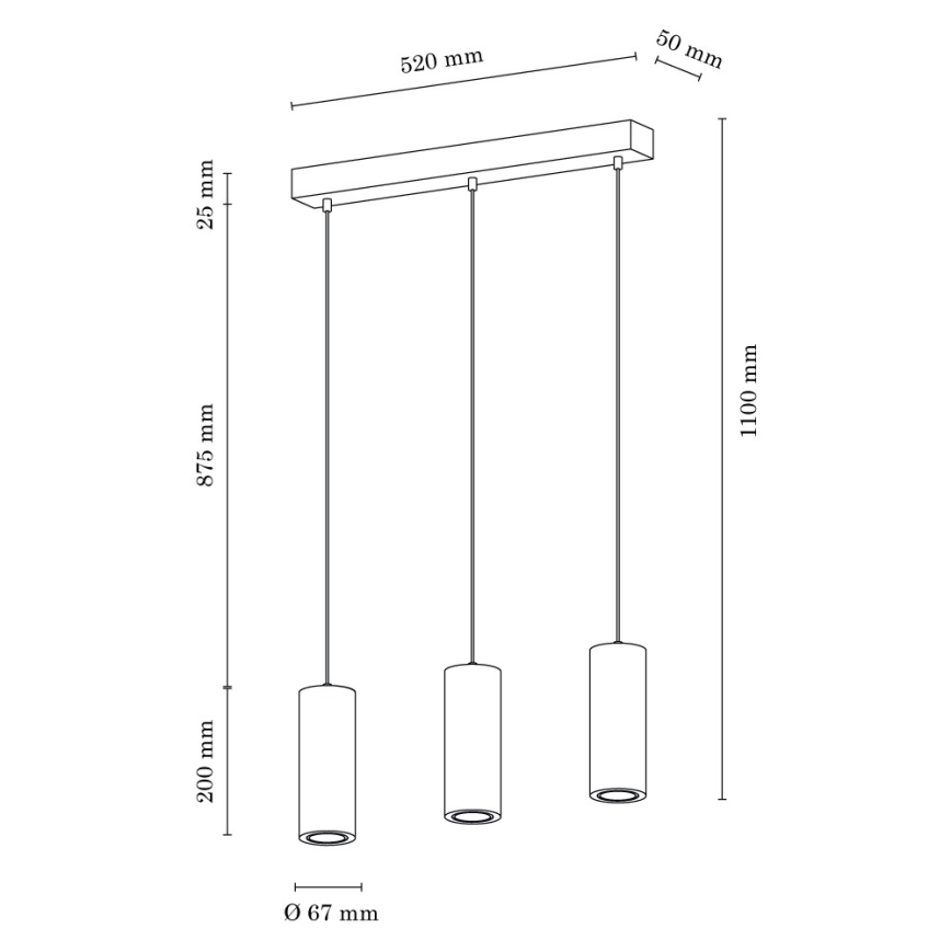 LED Lustra ar auklu PIPE 3xGU10/5W/230V matēts ozols