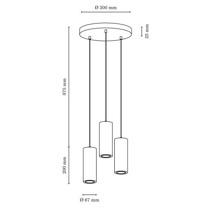 LED Lustra ar auklu PIPE 3xGU10/5W/230V matēts ozolkoks - FSC sertifikāts