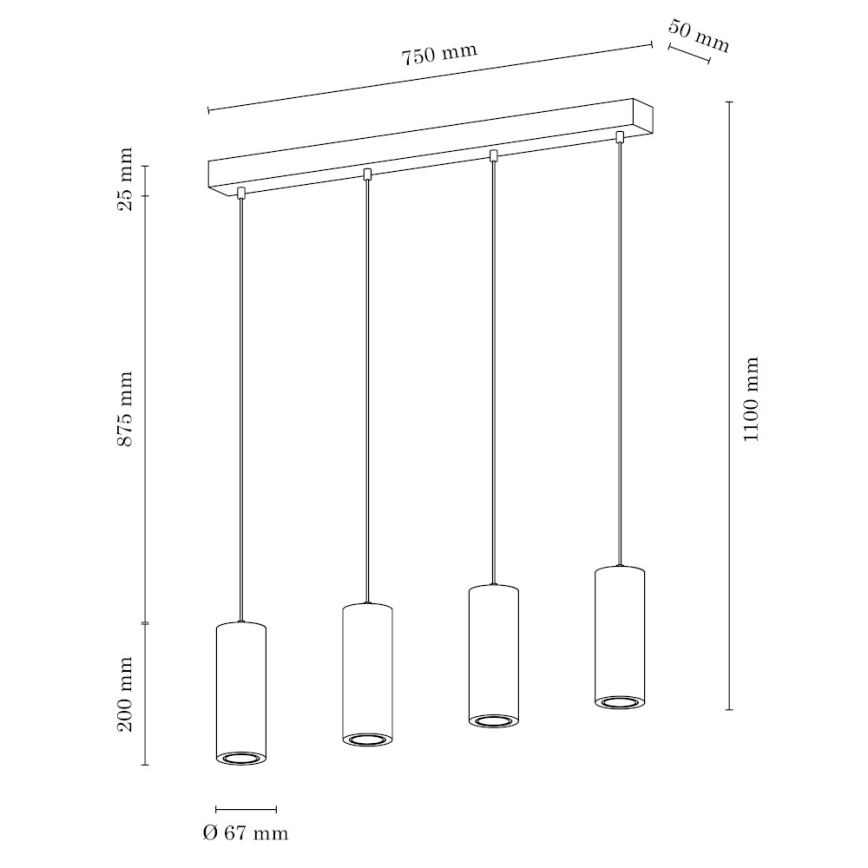 LED Lustra ar auklu PIPE 4xGU10/5W/230V matēts ozols