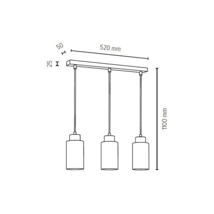 Lustra ar auklu BOSCO 3xE27/60W/230V