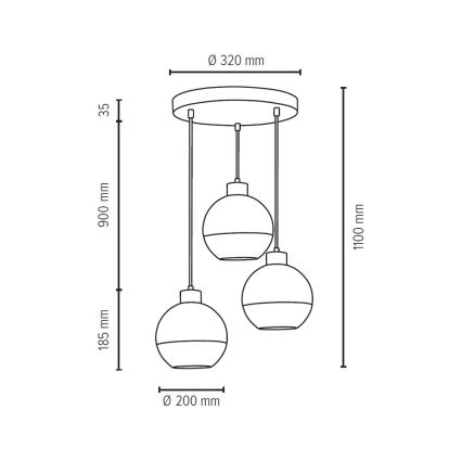 Lustra ar auklu FRESH 3xE27/60W/230V - FSC sertifikāts