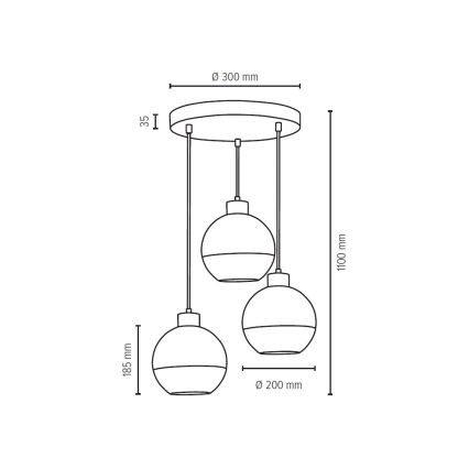 Lustra ar auklu LINEA 3xE27/60W/230V ozols - FSC sertifikāts