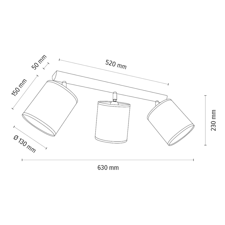 Virziena gaismeklis BENITA 3xE27/25W/230V brūns/ozols