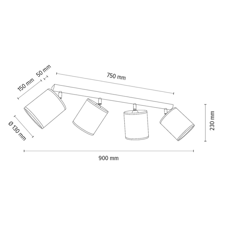 Virziena gaismeklis BENITA 4xE27/25W/230V brūns/ozols