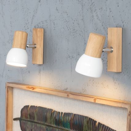 Sienas virziena gaismeklis SVENDA 1xE27/60W/230V, ozola apdare