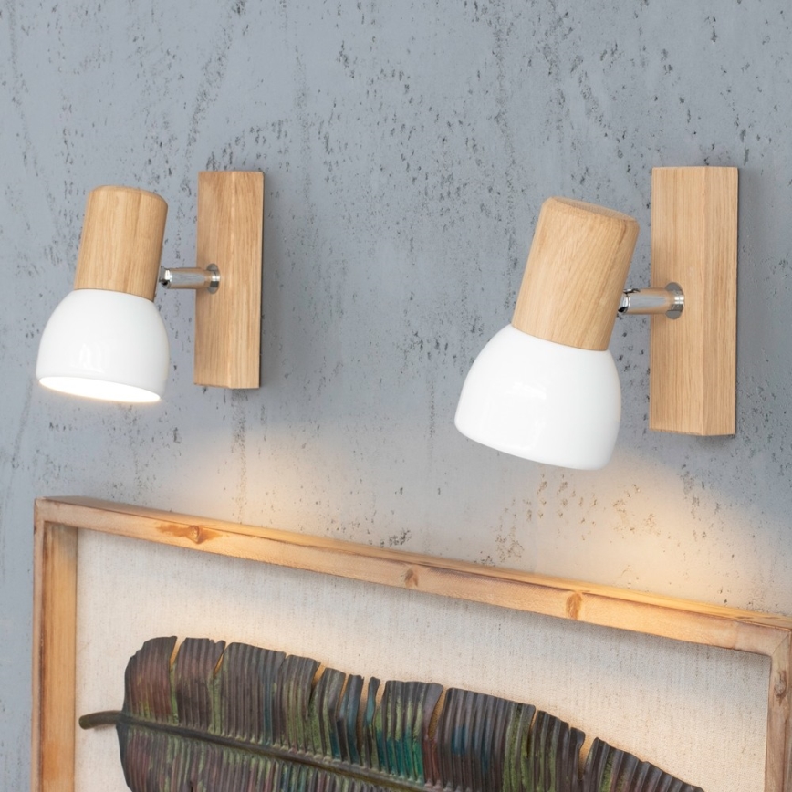 Sienas virziena gaismeklis SVENDA 1xE27/60W/230V, ozola apdare