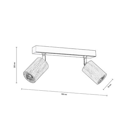 LED Griestu starmetis MATTI 2xGU10/5W/230V ozolkoka - FSC sertifikāts