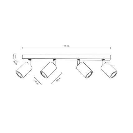 LED Griestu starmetis MATTI 4xGU10/5W/230V ozolkoka - FSC sertifikāts