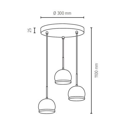 LED Lustra ar auklu BALL WOOD 3xGU10/5W/230V dižskābardis - FSC sertifikāts