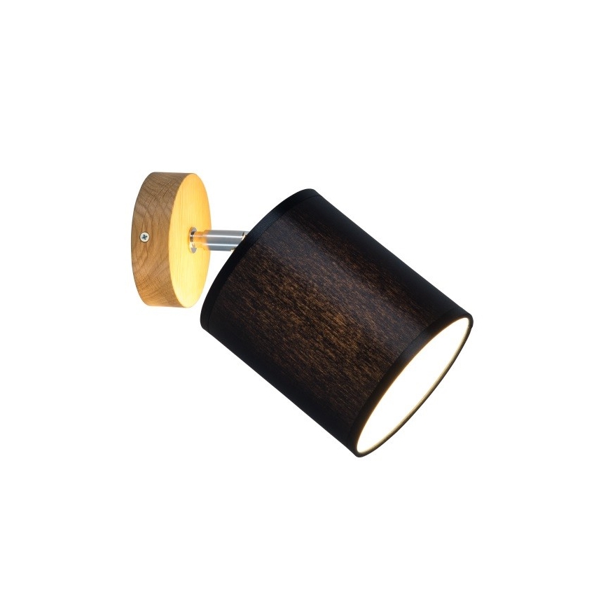 Sienas punktveida gaismeklis APRILLIA 1xE27/25W/230V, ozola krāsā / melns