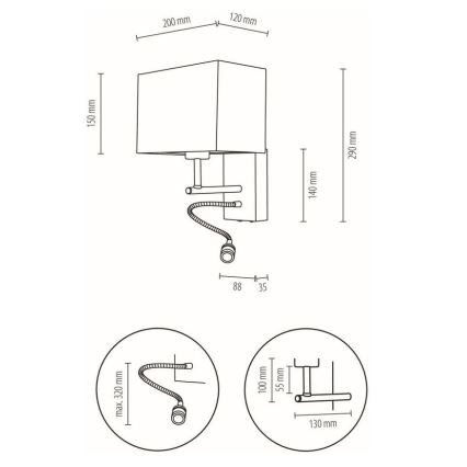 LED Pielāgojama lampa BOHO 1xE27/25W + LED/1W/230V ozolkoks – FSC sertificēts