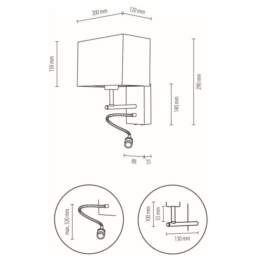 LED Pielāgojama lampa BOHO 1xE27/25W + LED/1W/230V ozolkoks – FSC sertificēts