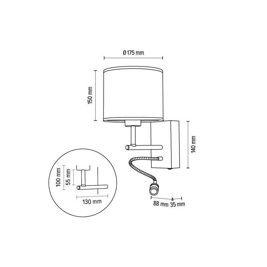 Pielāgojama lampa BOHO 1xE27/25W + LED/1W/230V ozols