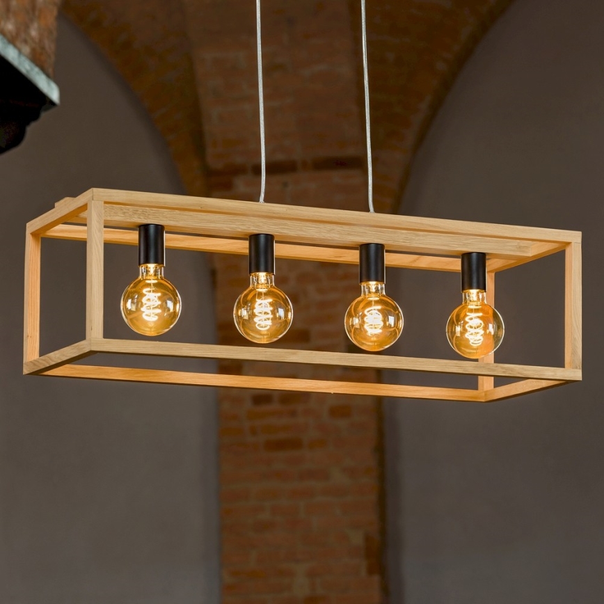 Lustra ar auklu KAGO 4xE27/60W/230V matēts ozolkoks- FSC sertifikāts