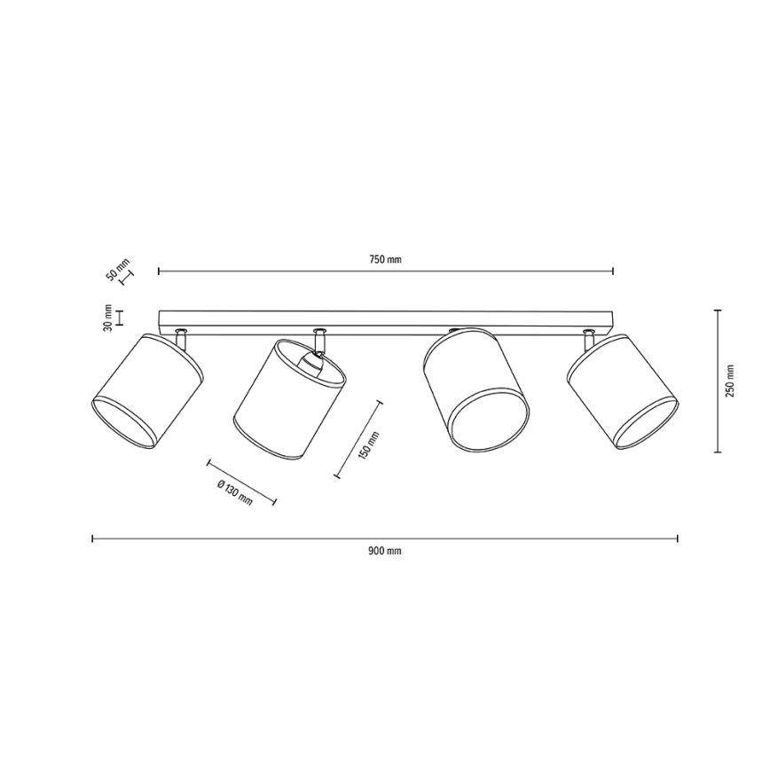 Griestu prožektors BOHO 4xE27/25W/230V ozols