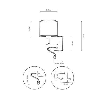 Sienas lampa BOHO 1xE27/25W/230V + LED/1W/230V ozolkoka - FSC sertifikāts