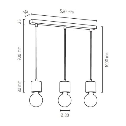 Lustra ar auklu PINO 3xE27/60W/230V priede - FSC sertifikāts