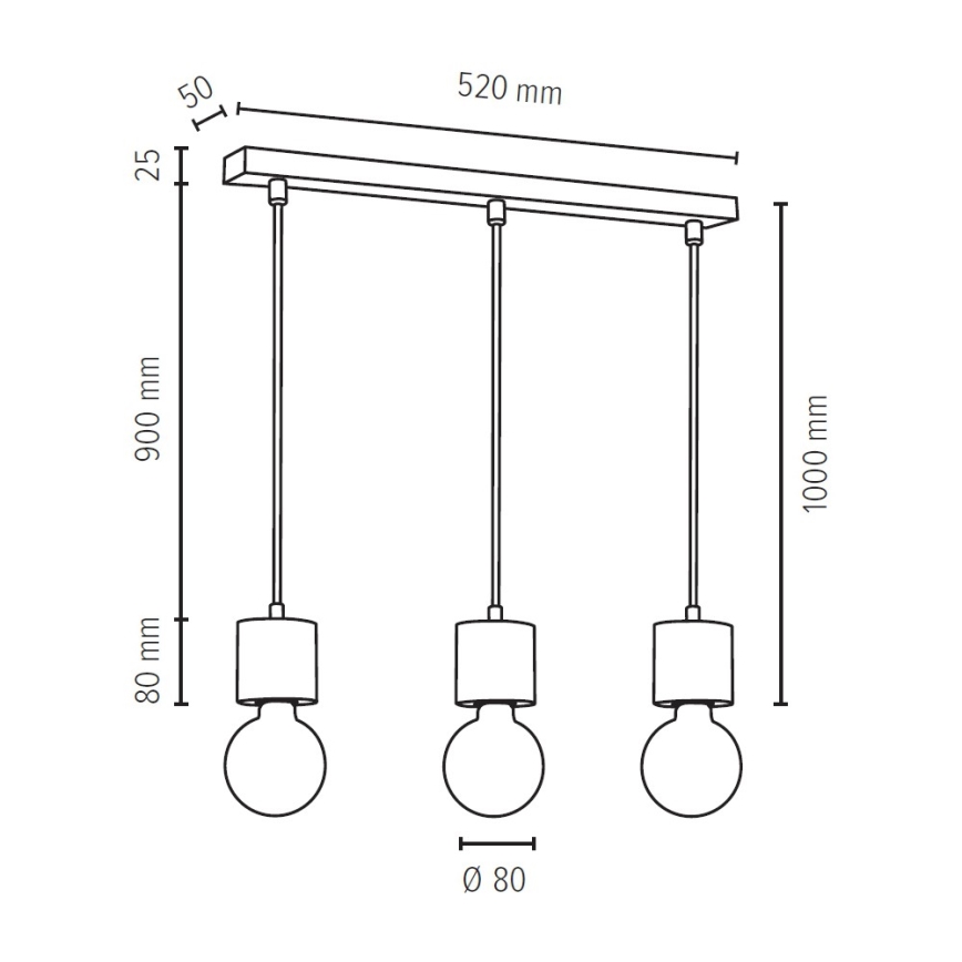 Lustra ar auklu PINO 3xE27/60W/230V priede - FSC sertifikāts