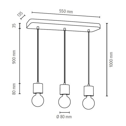 Lustra ar auklu STRONG 3xE27/60W/230V betons - FSC sertifikāts