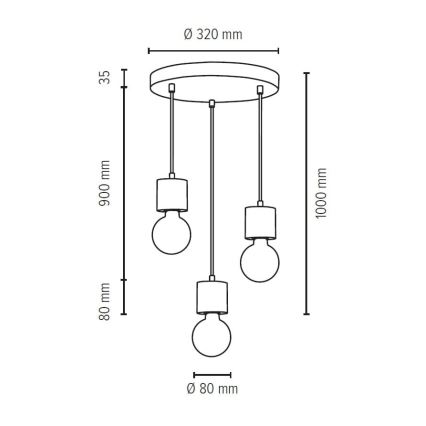 Lustra ar auklu STRONG 3xE27/60W/230V betona - FSC sertifikāts