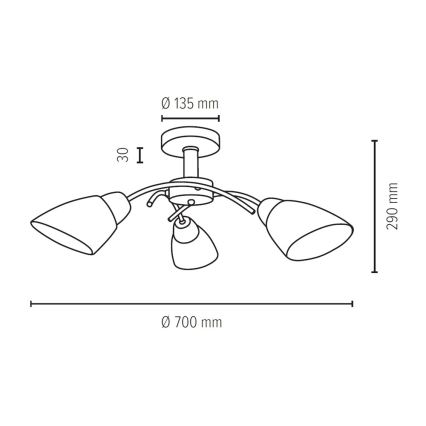 Virsapmetuma lustra VILETTA 3xE27/60W/230V ozols - FSC sertifikāts