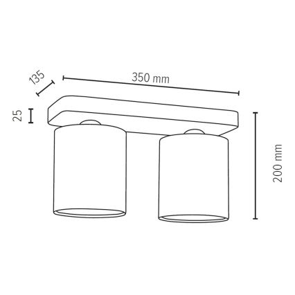 Griestu lampa JENTA 2xE27/25W/230V ozols - FSC sertifikāts