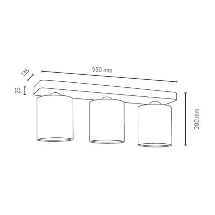 Griestu lampa JENTA 3xE27/25W/230V ozols - FSC sertifikāts