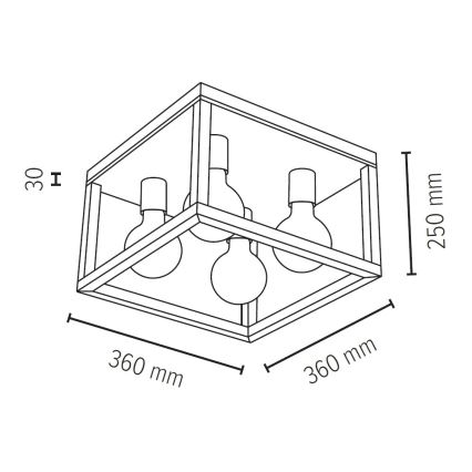 Griestu lampa KAGO 4xE27/60W/230V matēts ozolkoks - FSC sertifikāts