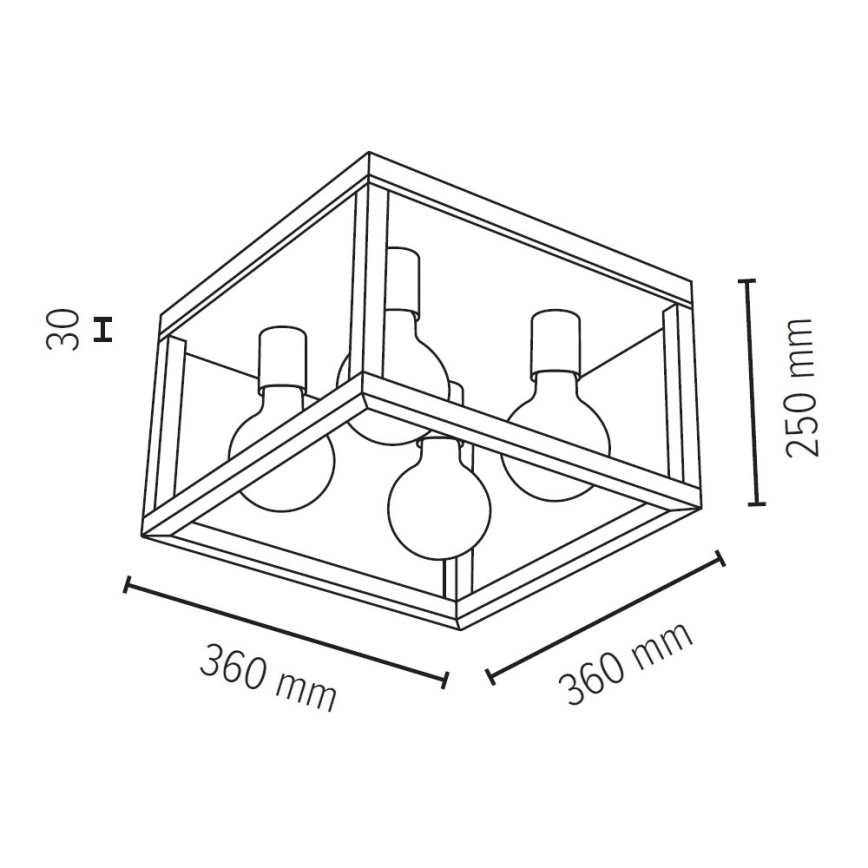 Griestu lampa KAGO 4xE27/60W/230V matēts ozolkoks - FSC sertifikāts