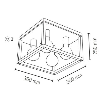 Griestu lampa KAGO 4xE27/60W/230V ozols - FSC sertifikāts