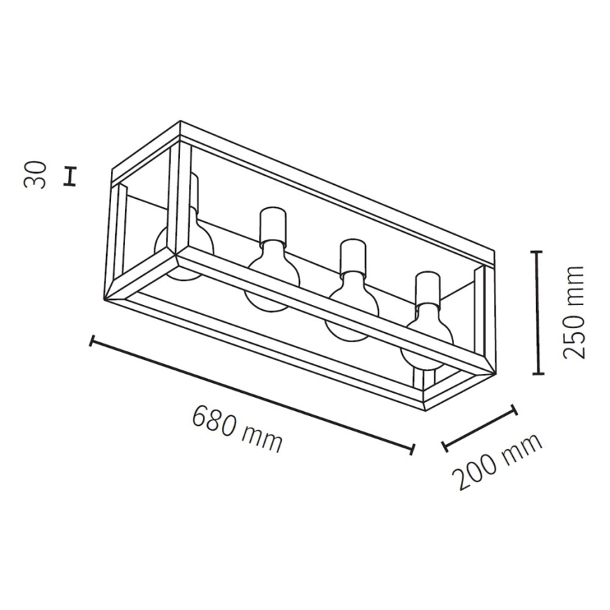 Griestu gaismeklis KAGO 4xE27/60W/230V matēts ozols