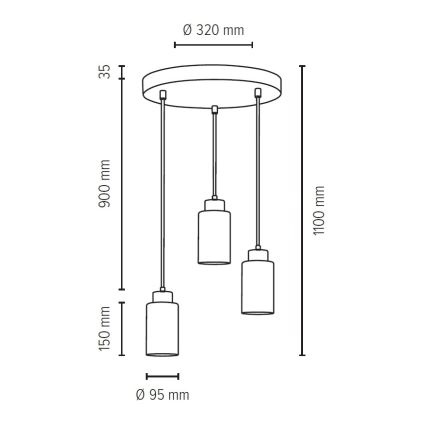 Lustra ar auklu KARLA 3xE27/60W/230V betona - FSC sertifikāts