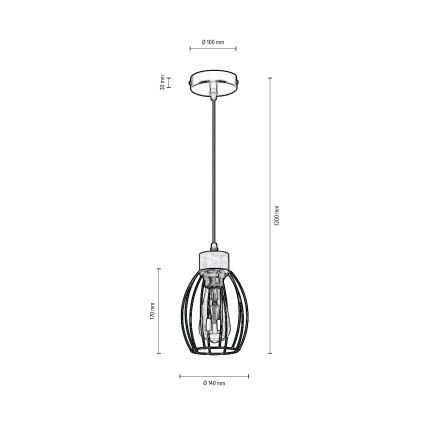 Lustra ar auklu GUNNAR 1xE27/60W/230V ozolkoka - FSC sertifikāts