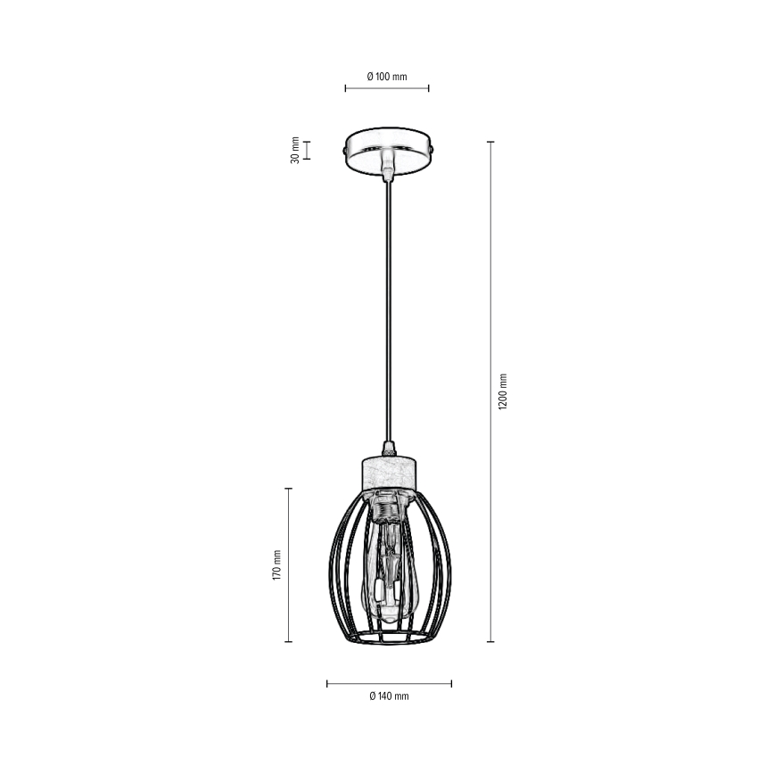 Lustra ar auklu GUNNAR 1xE27/60W/230V ozolkoka - FSC sertifikāts