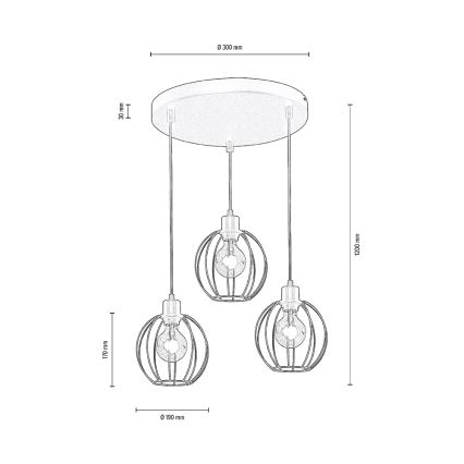 Lustra ar auklu BERIS 3xE27/60W/230V - FSC sertifikāts