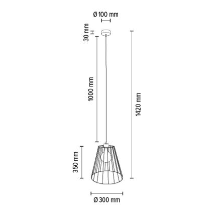 Lustra ar auklu ORAZIO 1xE27/60W/230V ozolkoka - FSC sertifikāts